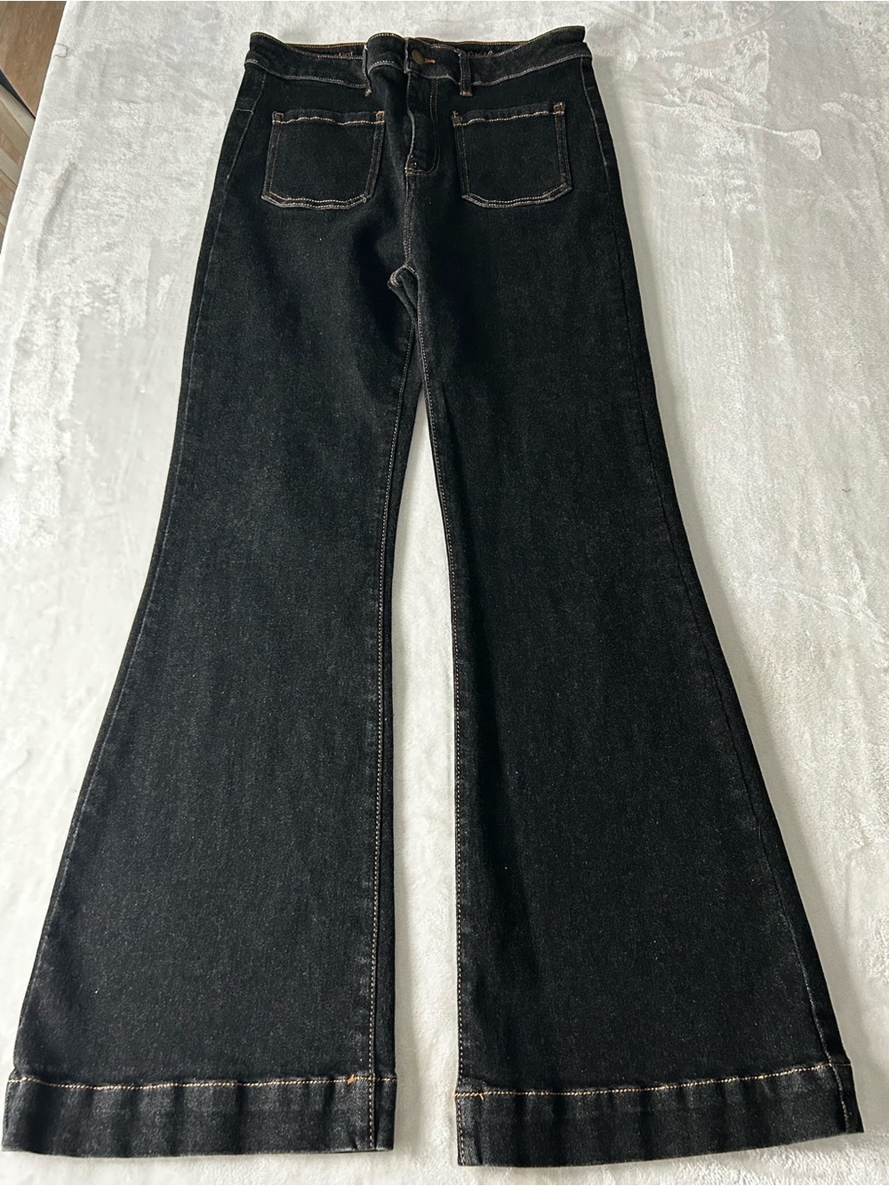 Apricot "Luci" 2-Pocket Front Flare Black Wide Leg Jeans Women’s Size 12